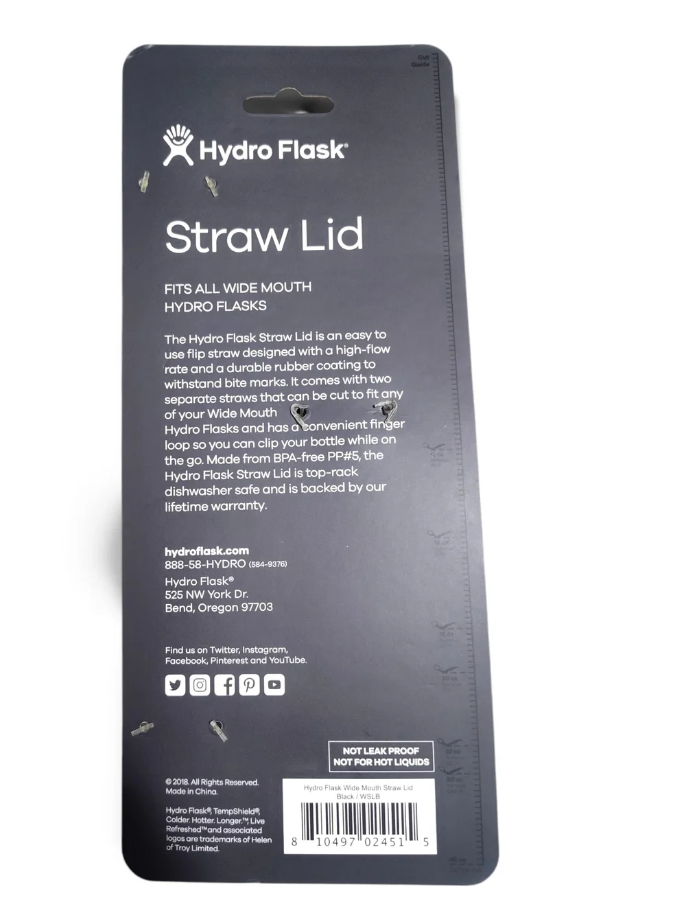 🆕 Hydro Flask Straw Lid Accessory for Wide Mouth Water Bottles - Black